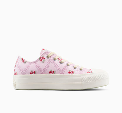 Chuck Taylor All Star Lift Platform Rose Cross Stitch Low Top