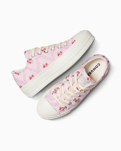 Chuck Taylor All Star Lift Platform Rose Cross Stitch Low Top