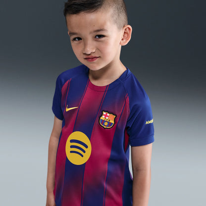 Nike FC Barcelona 2025/26 Stadium Home Little Kids' Soccer Replica 3-Piece Kit