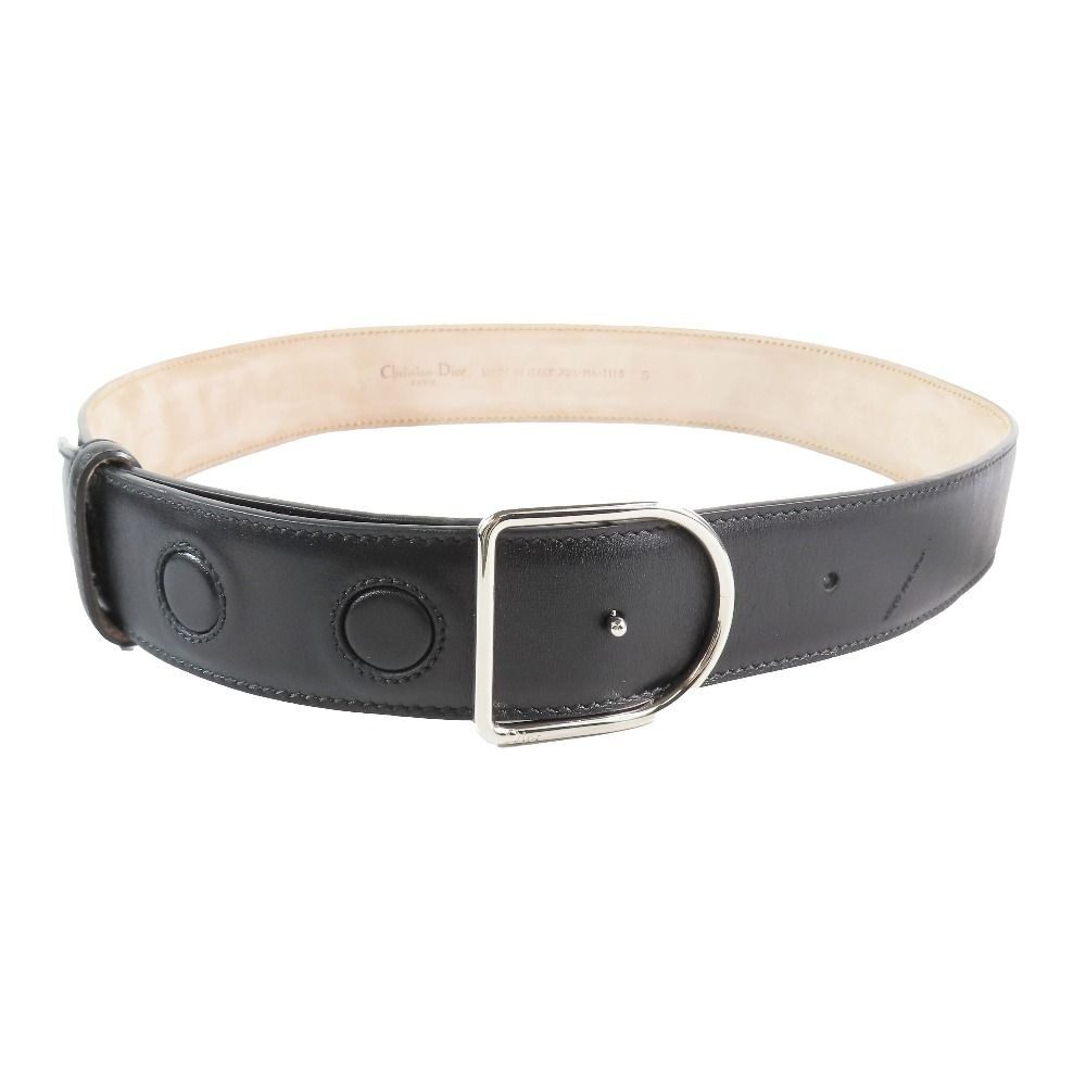 Dior Dlogo Buckle Leather Belt Black Silver