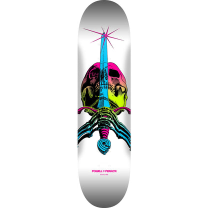 Powell Peralta Skateboard Deck Skull and Sword Lime Fade White 9.0" x 32.95"