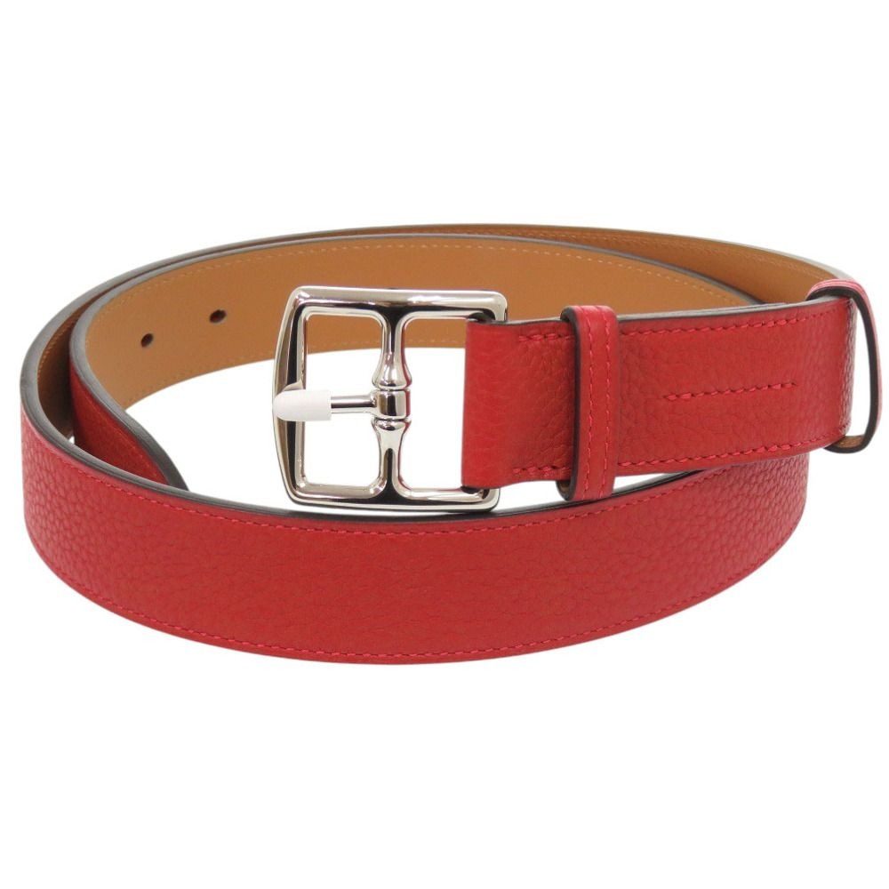 Hermes Etriviere Leather Red Silver Belt