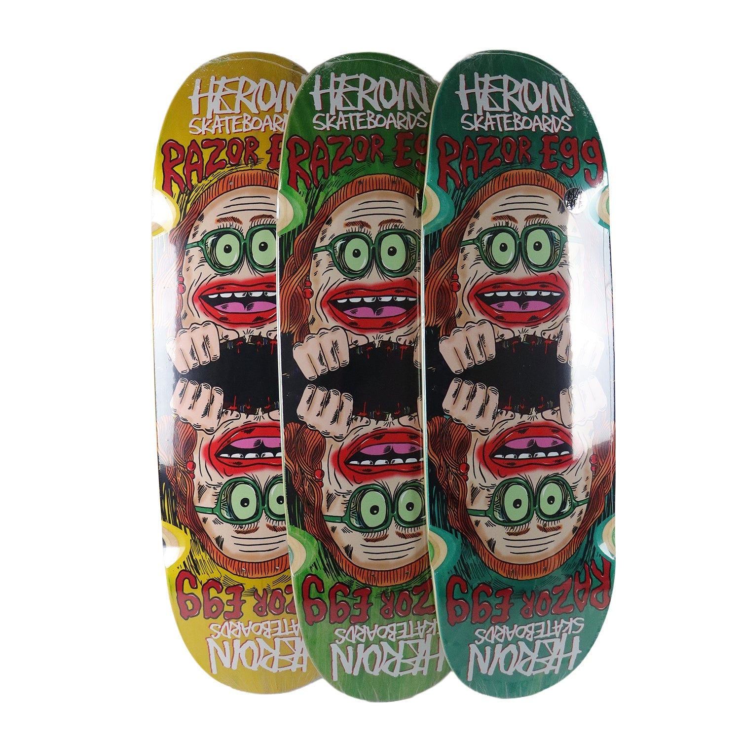 Heroin Skateboard Deck Auntie Razoregg (Assorted) Assorted 9.75" x 32.68"