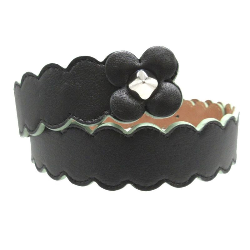 Fendi Flower Motif Leather Black 75 Belt 0753