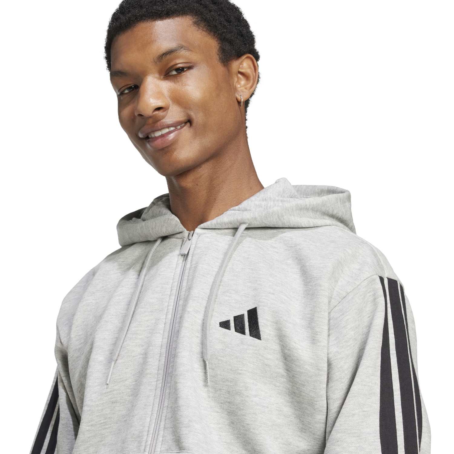 Essentials 3 Stripes Fleece FZ Hoody - Mens