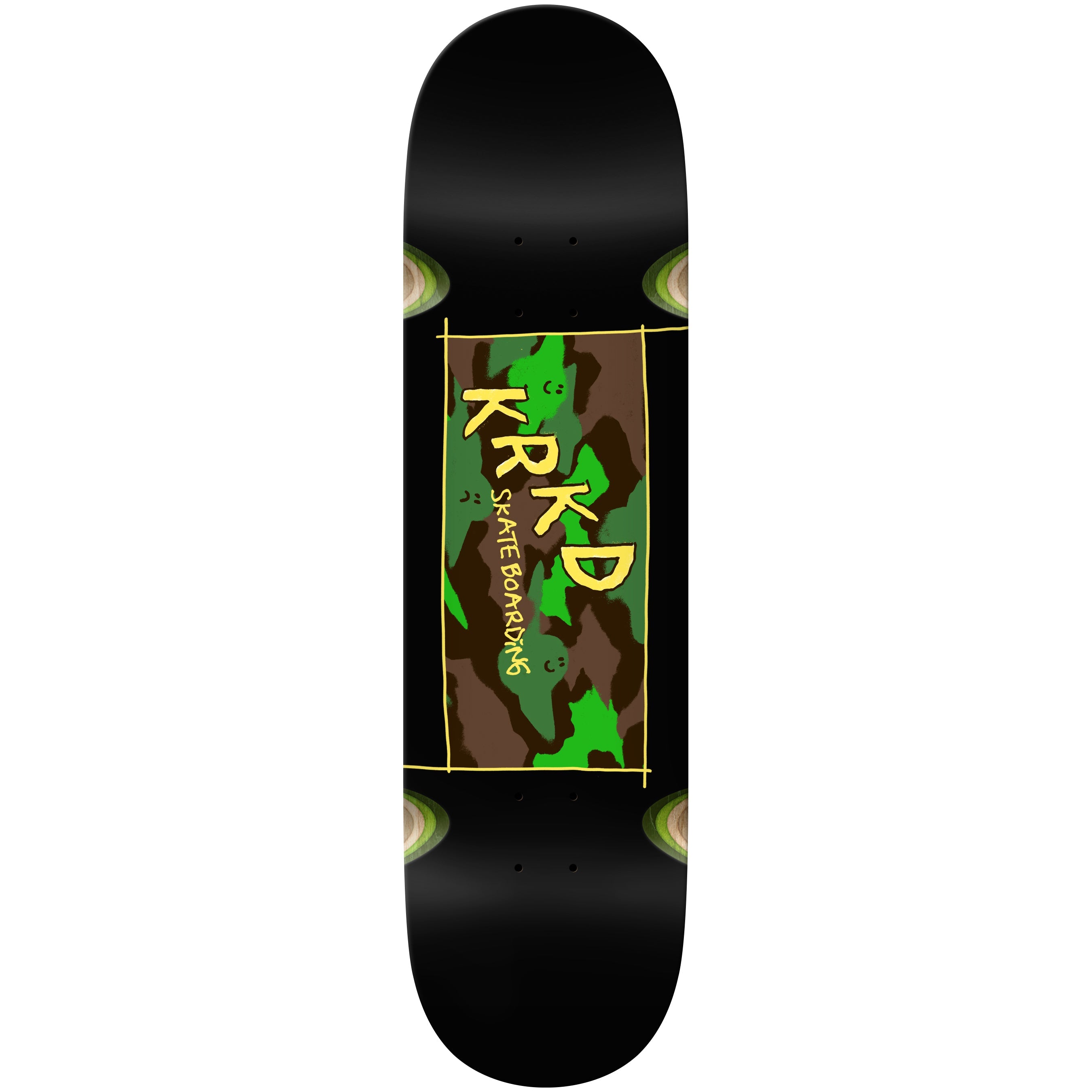 Krooked Skateboard Deck Kamo Wheel Wells Black 8.25" x 32"