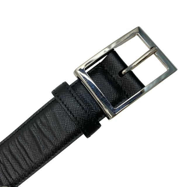 Prada 2 Cc121 4 Belt Saffiano Leather Black Silver