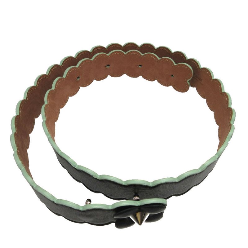 Fendi Flower Motif Leather Black 75 Belt 0753