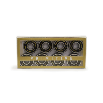 Primitive 8mm Skate Bearings - Black/Gold (8 Pack)