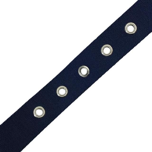 Dior Belt Logo Jacquard Small Item Canvas Leather Navy Silver Hardware