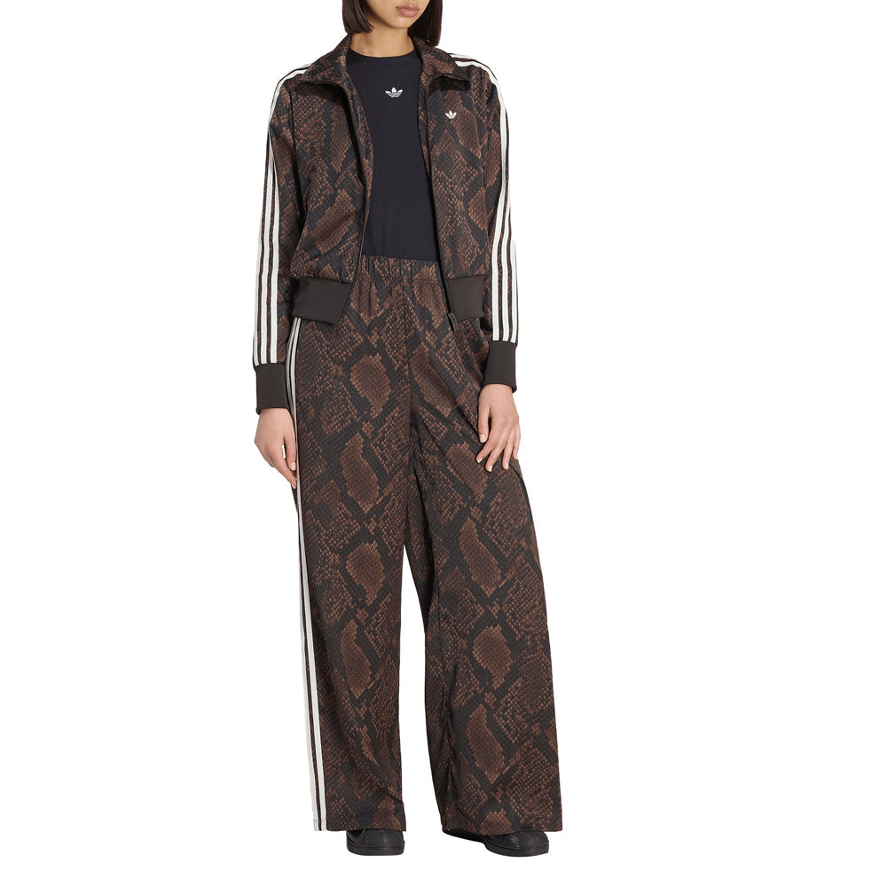 Satin Snake Print Wide Leg Track Pants