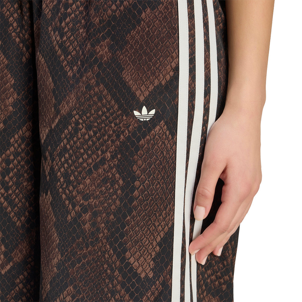 Satin Snake Print Wide Leg Track Pants
