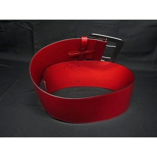 Gucci Patent Leather Silver Belt Thread Red