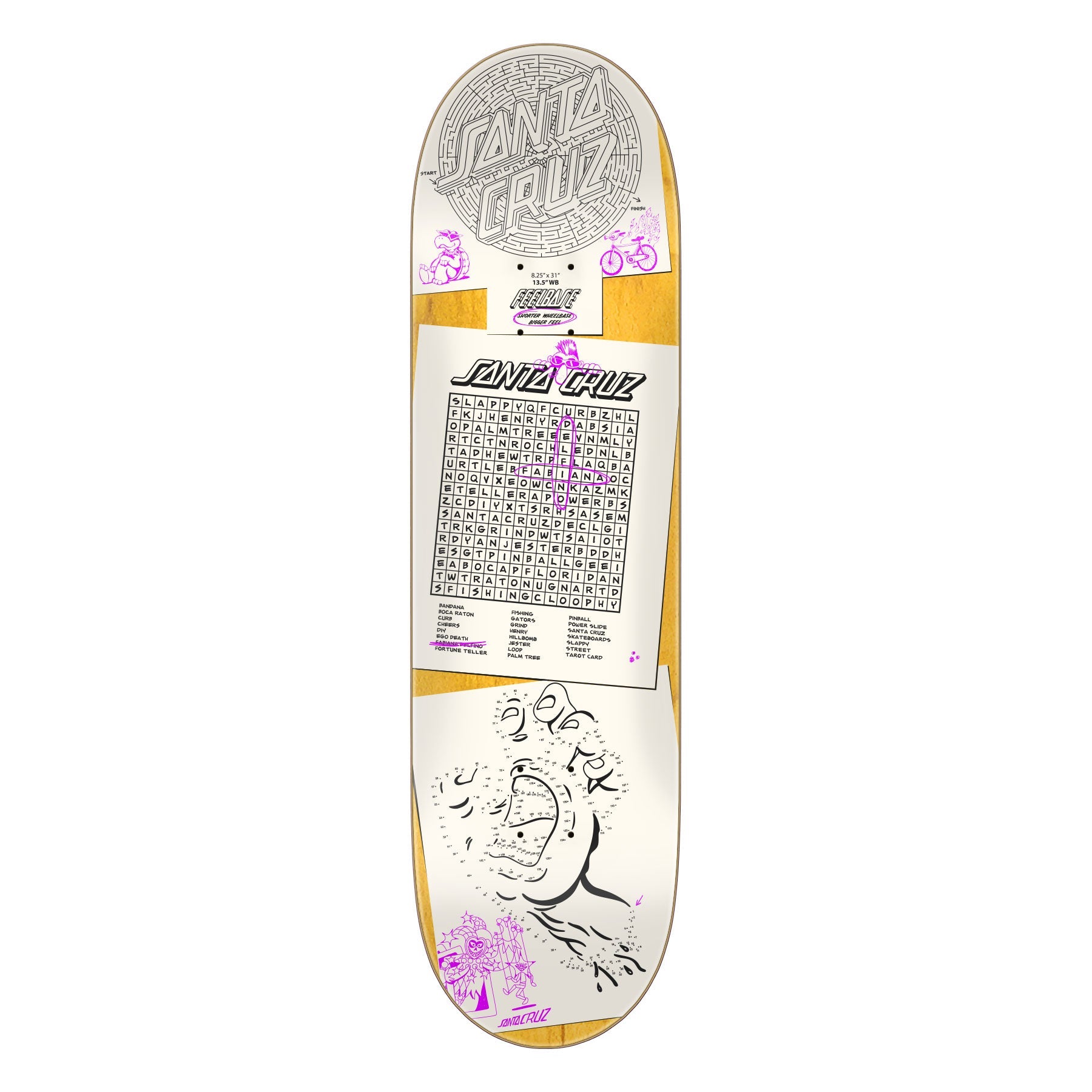 Santa Cruz Skateboard Deck Delfino Scribble FeelBase 8.25" x 31"