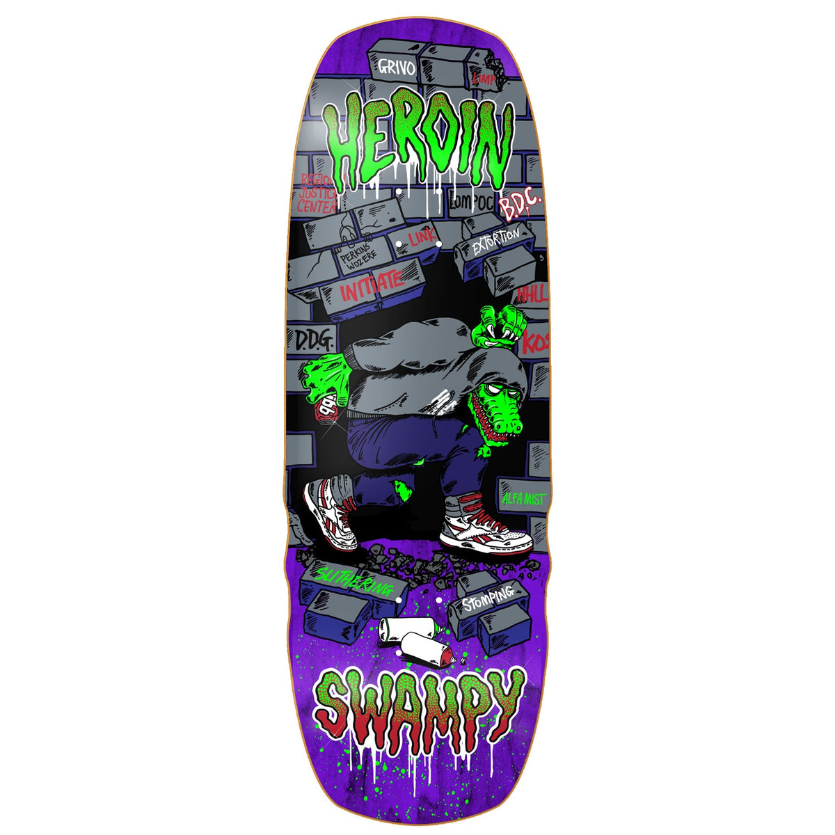 Heroin Skateboard Deck Swampy Stomp (Assorted) Assorted 10.5" x 32.625"