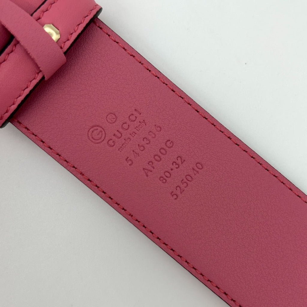 Gucci Belt Interlocking Leather Metal Pink Light Togo