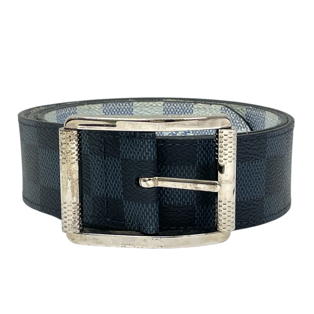 Louis Vuitton Damier Cobalt Azur Belt Silver Black Sophistication