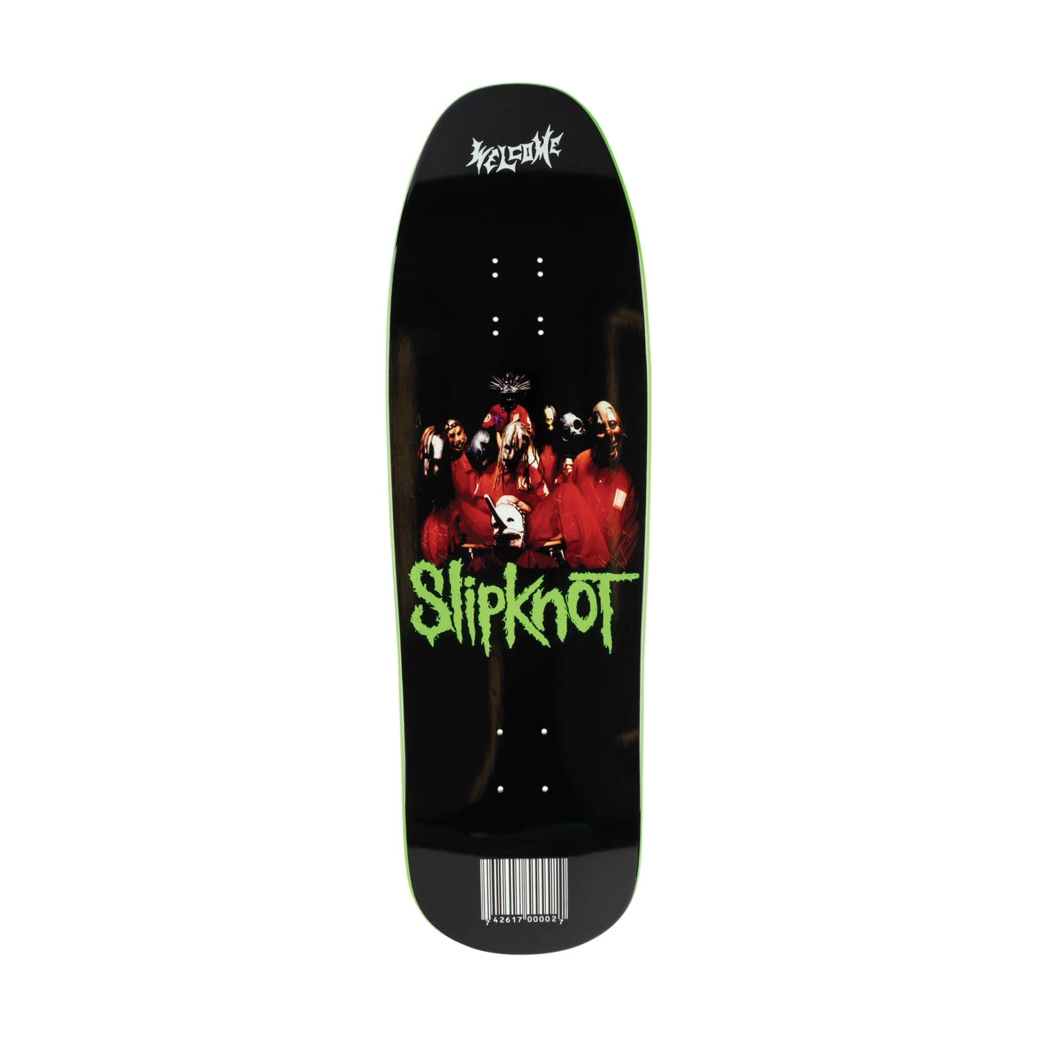 Welcome x Slipknot Skateboard Deck Self Titled on Gaia Black/Green 9.6"