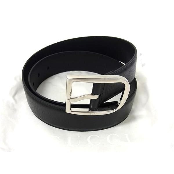 Gucci Leather Silver Hardware Belt Size 85.34 Black