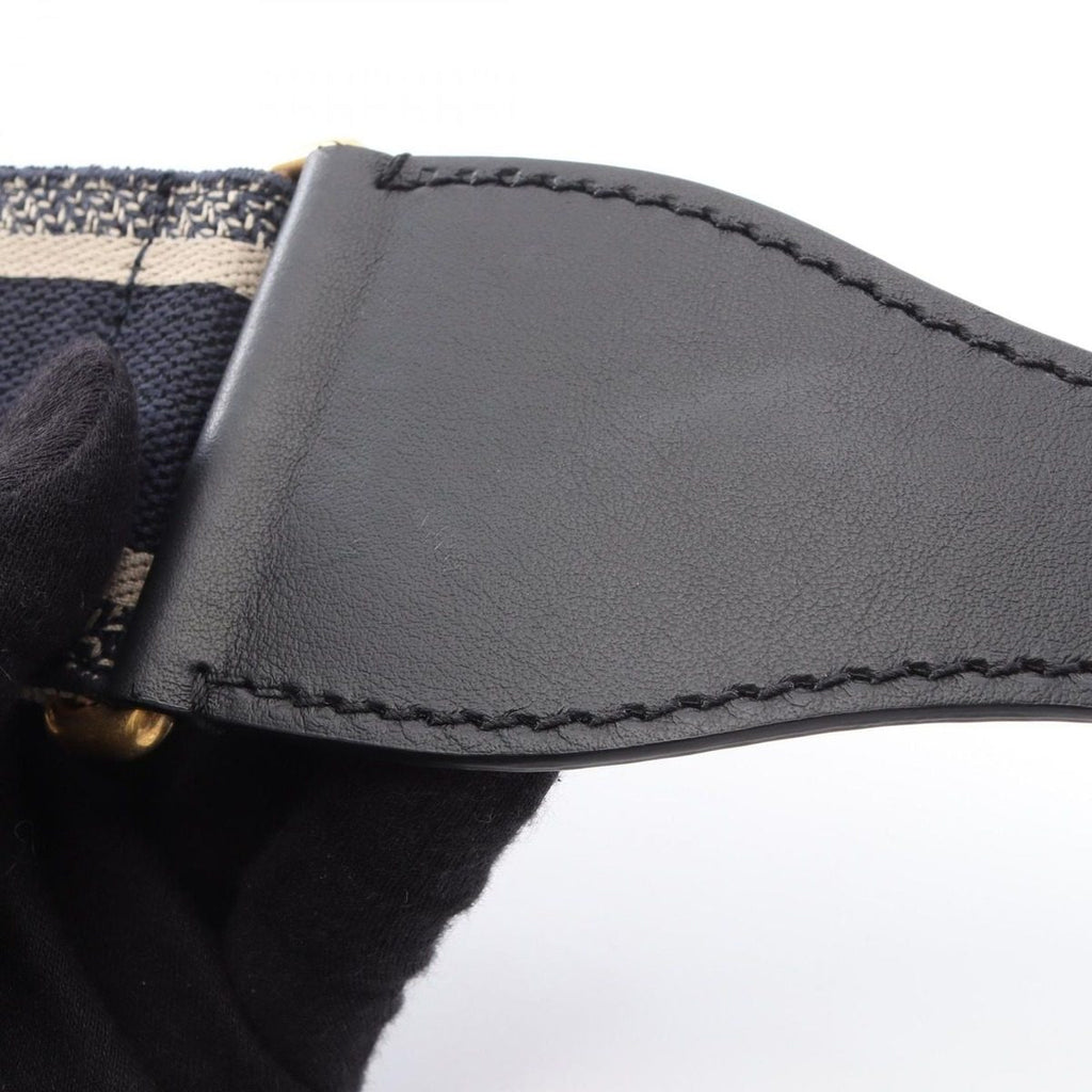 Dior Belt Embroidery Navy Canvas Leather