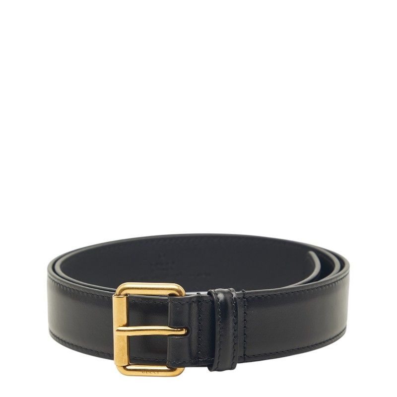 Gucci Plain Belt 85 34 Black Gold Calfskin