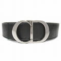Dior Oblique Perforated Leather Belt Reversible CD Logo Silver Black