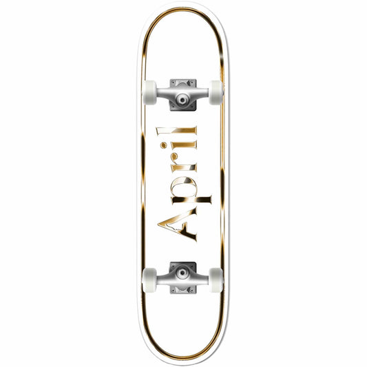 April OG Logo Golden White Skateboard Complete 8.25"