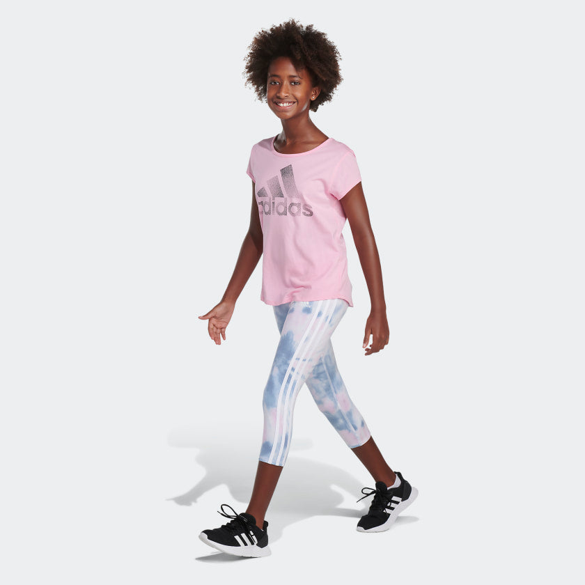 Kids' adidas Allover Print Cotton 3-Stripes 7/8 Tights