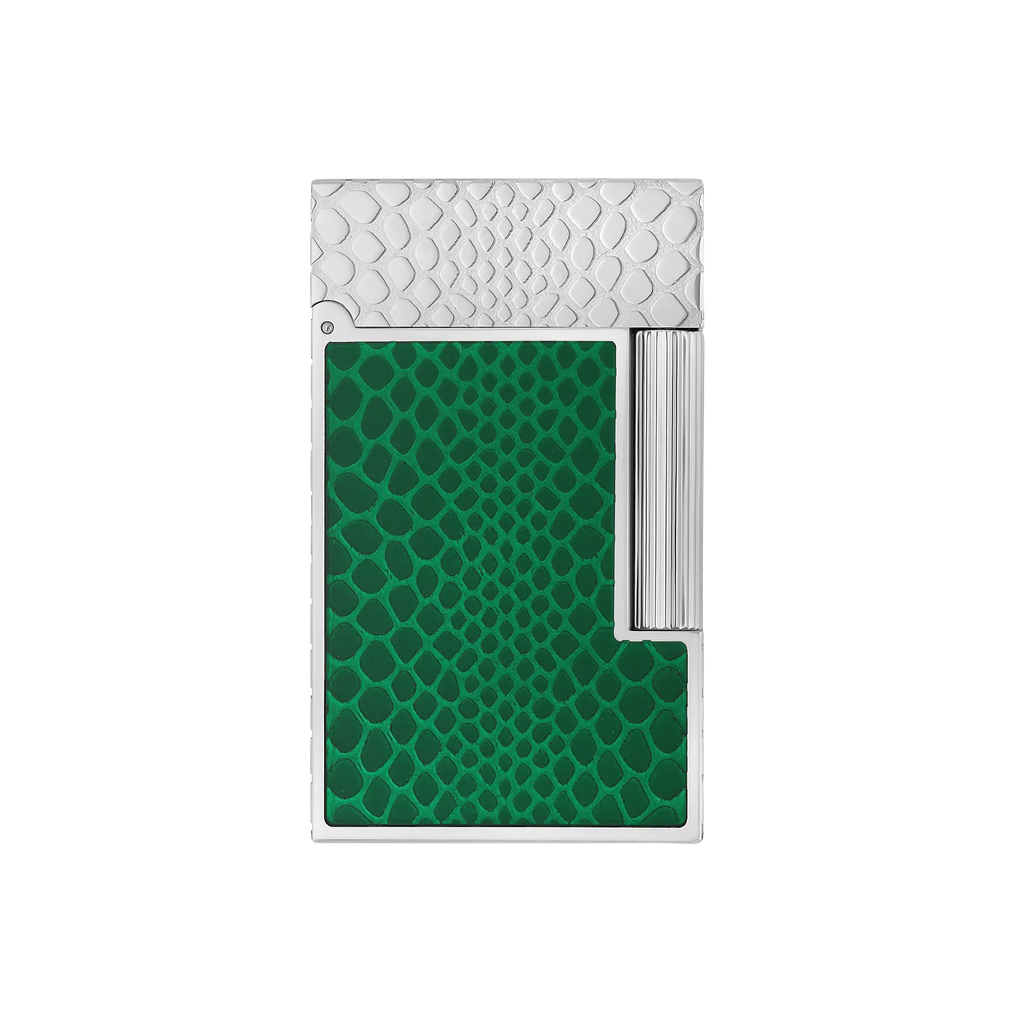 S.T. DUPONT Ligne 2 Guilloche Lacquer Snake Skin Green Palladium Lighter/Briquet C16078