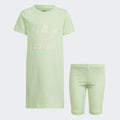 Kids' adidas Summer Allover Print Tee Dress and Cycling Shorts Set