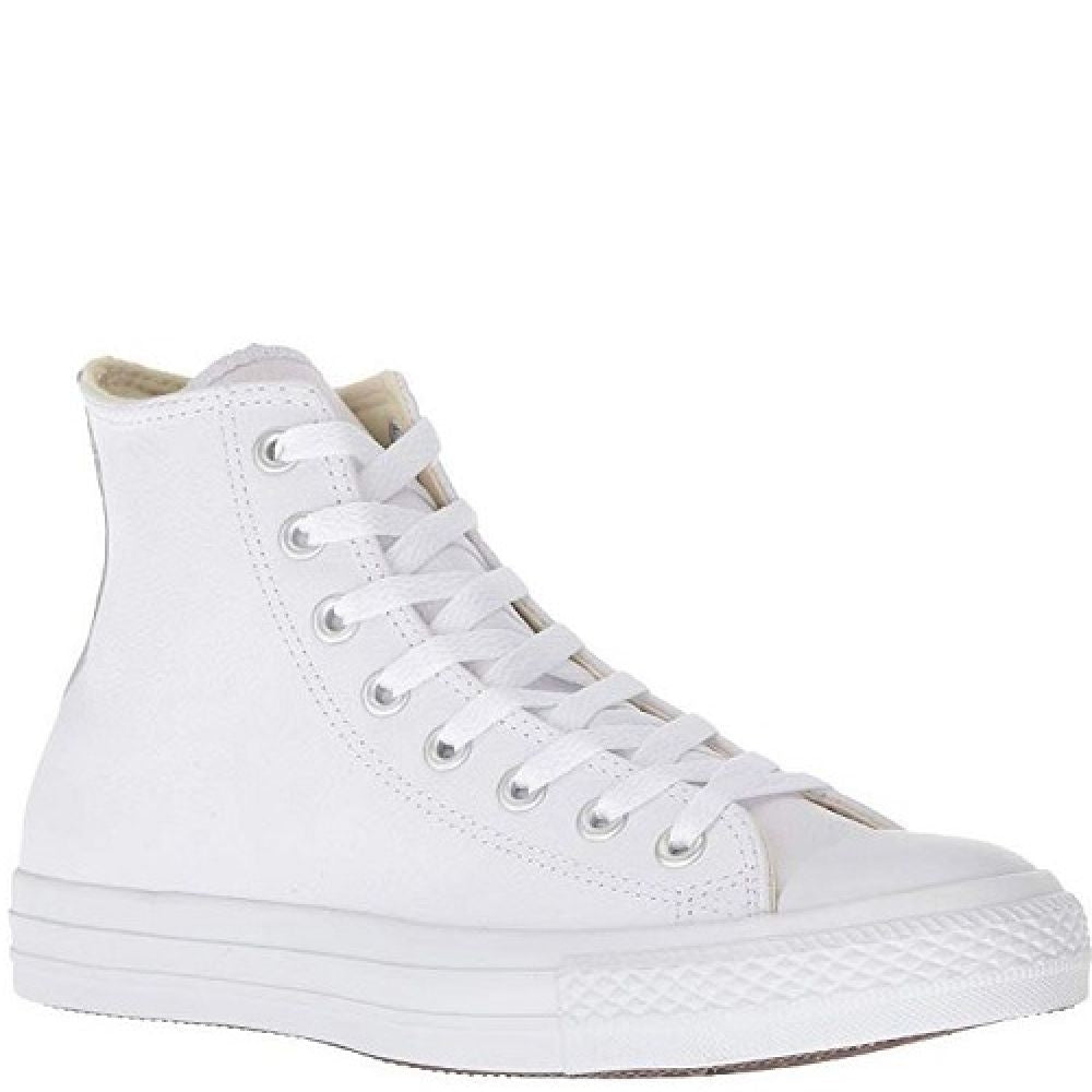 Converse Chuck Taylor All Star Leather High Top in White Monochrome