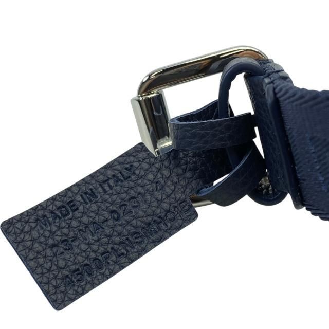 Dior Belt Logo Jacquard Small Item Canvas Leather Navy Silver Hardware