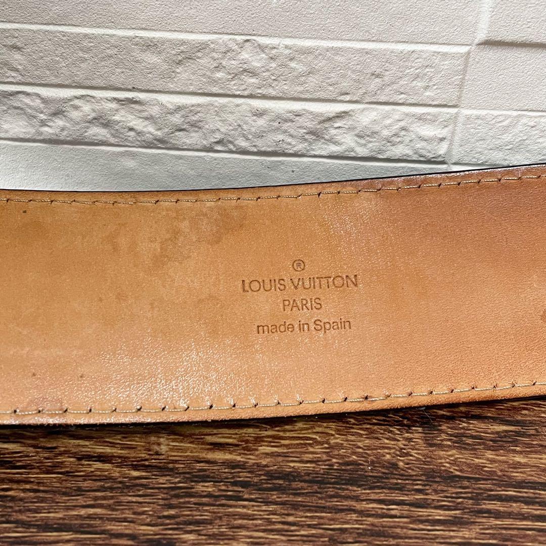 Louis Vuitton Leather Silver Buckle Ceinture Belt Black