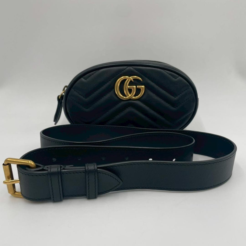 Gucci Marmont Matelasse Leather Belt Bag Black