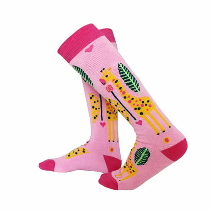 Kids Pink Giraffe High Skating Socks