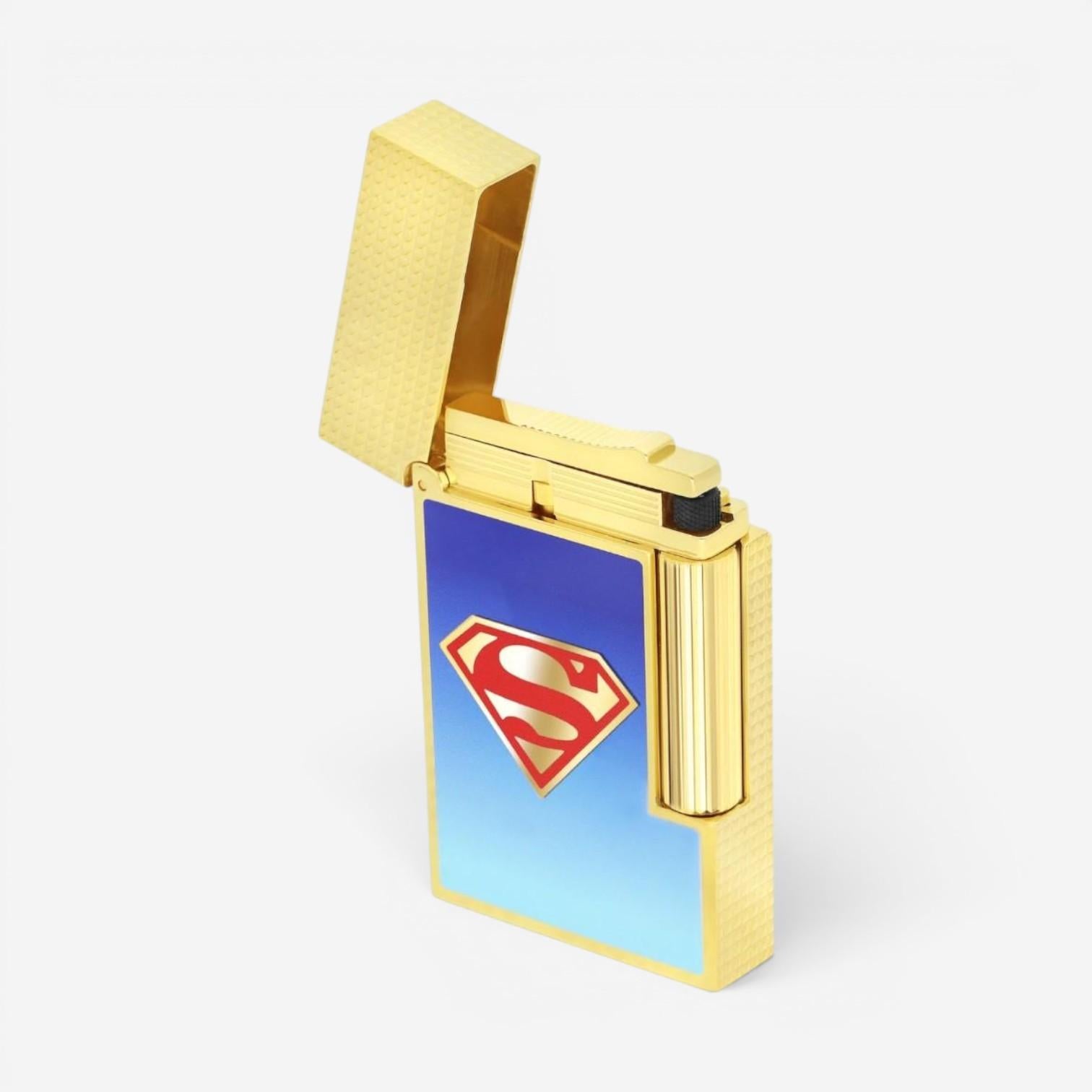 S.T. Dupont DC Comics Superman Line 2 Blue Lacquer Lighter C16027CL